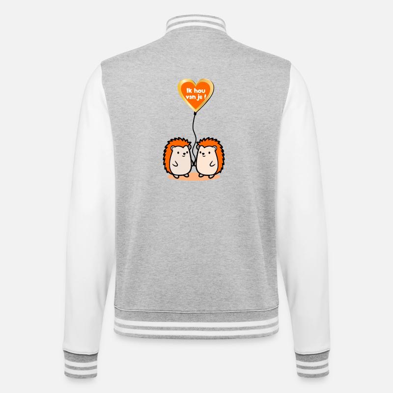 Ich liebe euch, Igel - College-Sweatjacke - Grau meliert/Weiß