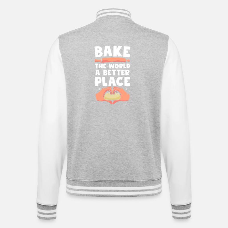 Bäcker Bäckerin Backen - College-Sweatjacke - Grau meliert/Weiß