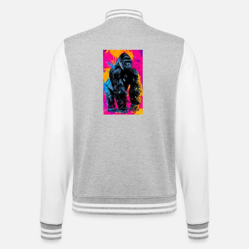 Gorilla - College-Sweatjacke - Grau meliert/Weiß