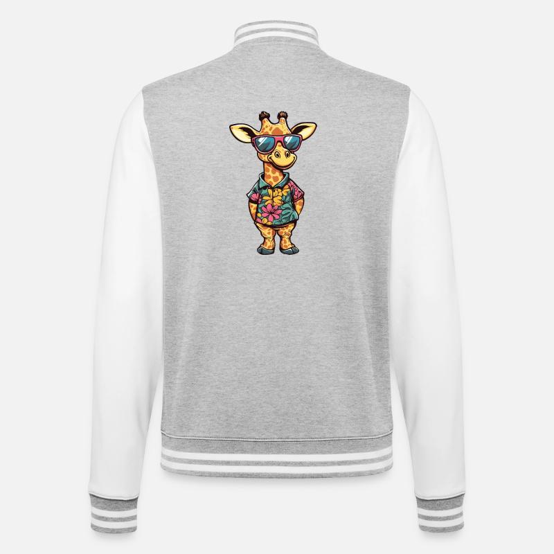Giraffe Comic Urlaub - College-Sweatjacke - Grau meliert/Weiß