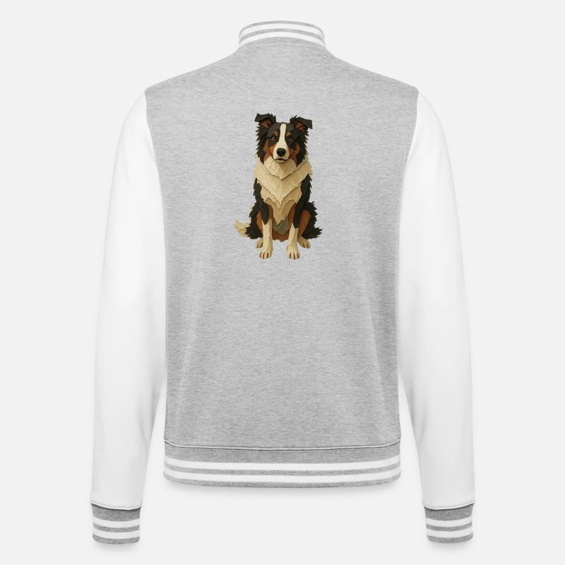Geschichteter Papiercollie - College-Sweatjacke - Grau meliert/Weiß