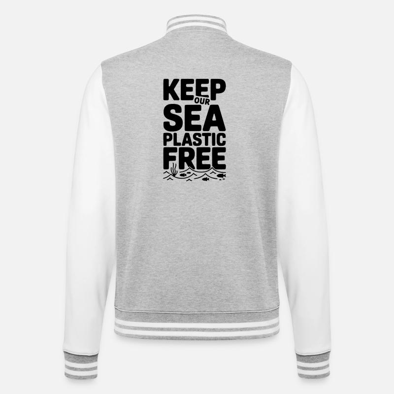 Keep Our Sea Plastic Free - College Sweat Jacket - heather grey/white