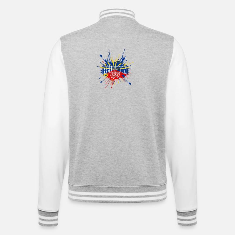 Splash Drapeau Réunion 974 - Veste Teddy - gris chiné / blanc