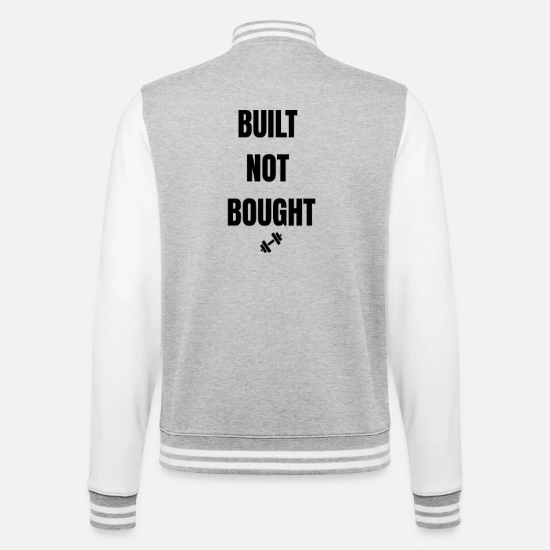 BUILT NOT BOUGHT - College-Sweatjacke - Grau meliert/Weiß