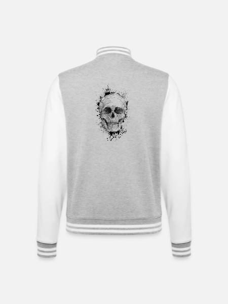 Crâne - Veste Teddy - gris chiné / blanc