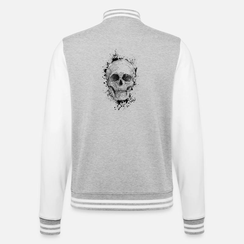 Skull - College Sweat Jacket - heather grey/white