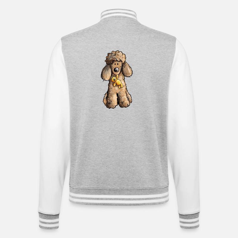 Pudel mit Teddy - College-Sweatjacke - Grau meliert/Weiß