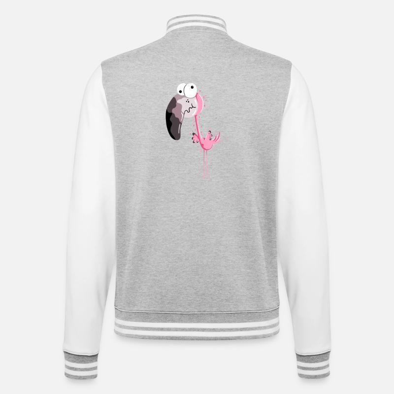 Flamant rose drôle - Comique - cadeau - Veste Teddy - gris chiné / blanc