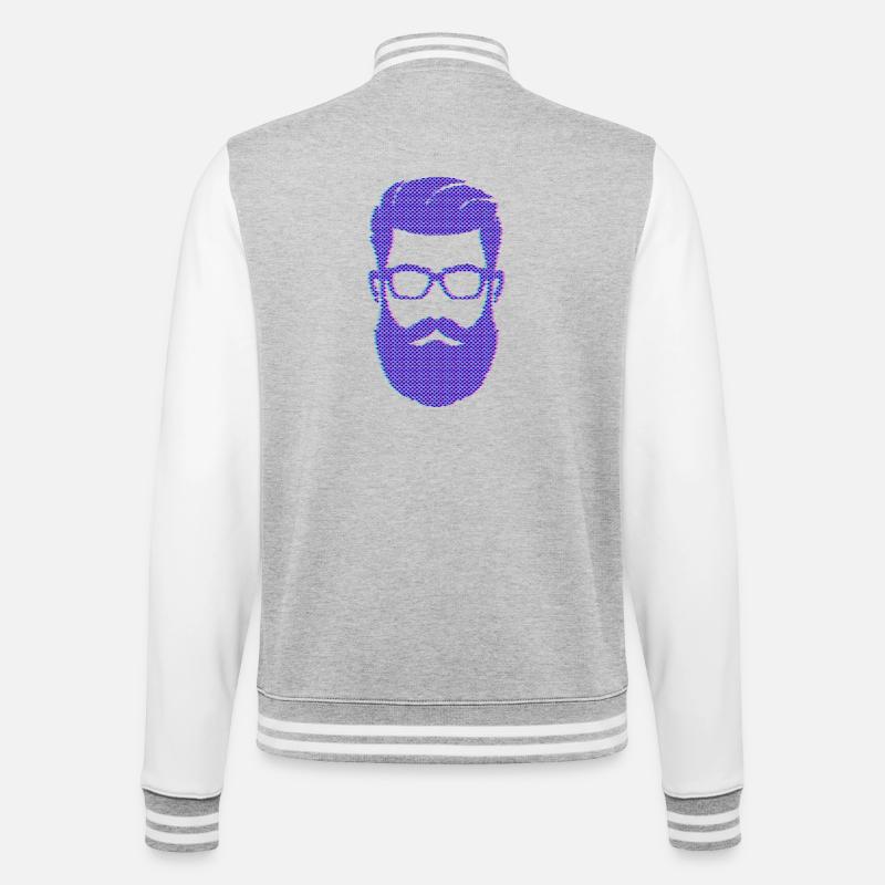 Beard Wearer Masculinity Mustache Beard - College Sweat Jacket - heather grey/white