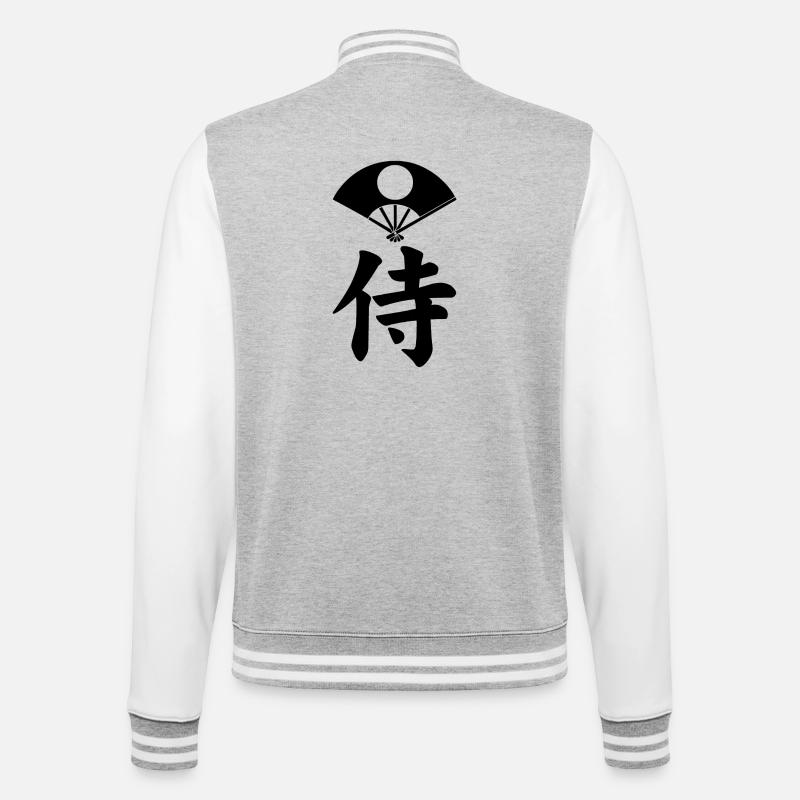 Samurai-Emblem des Satake-Clans (schwarz) - College-Sweatjacke - Grau meliert/Weiß