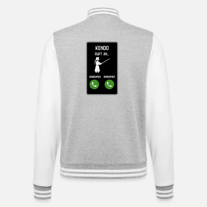 Kendo ruft an - College-Sweatjacke - Grau meliert/Weiß