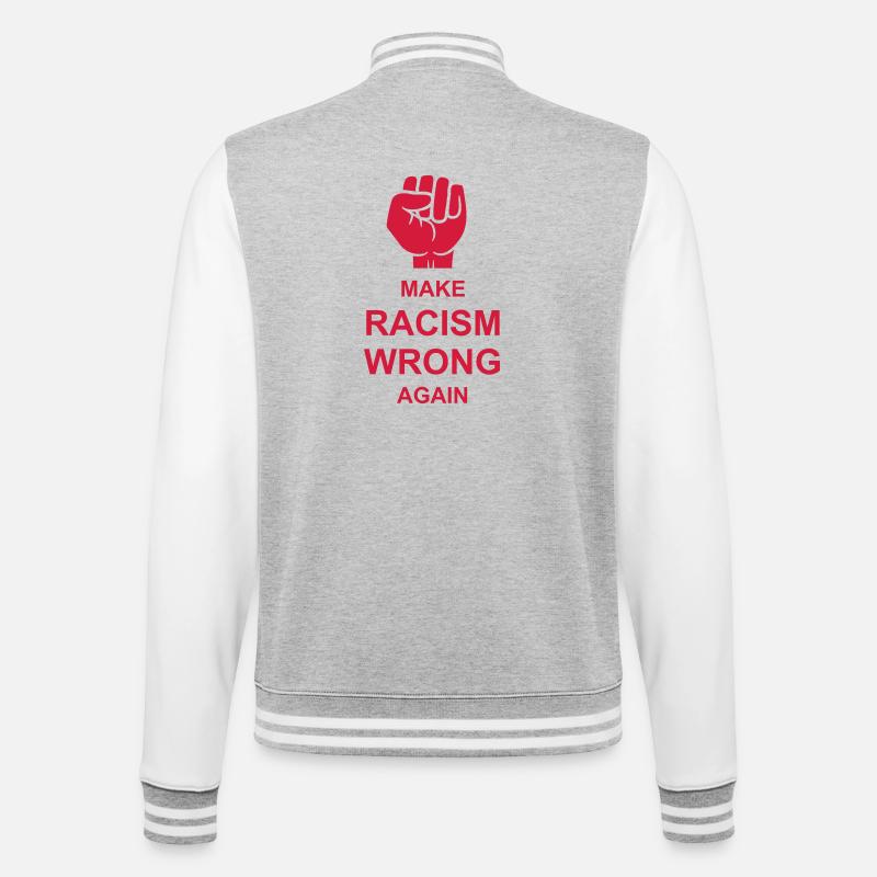 make racism wrong again - College-Sweatjacke - Grau meliert/Weiß