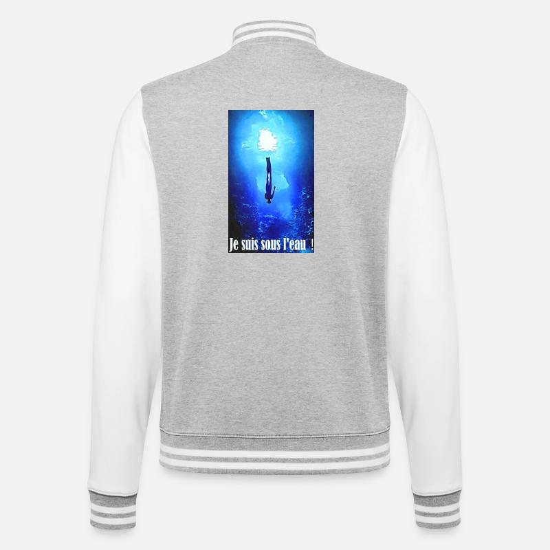 Ich bin unter Wasser - College-Sweatjacke - Grau meliert/Weiß