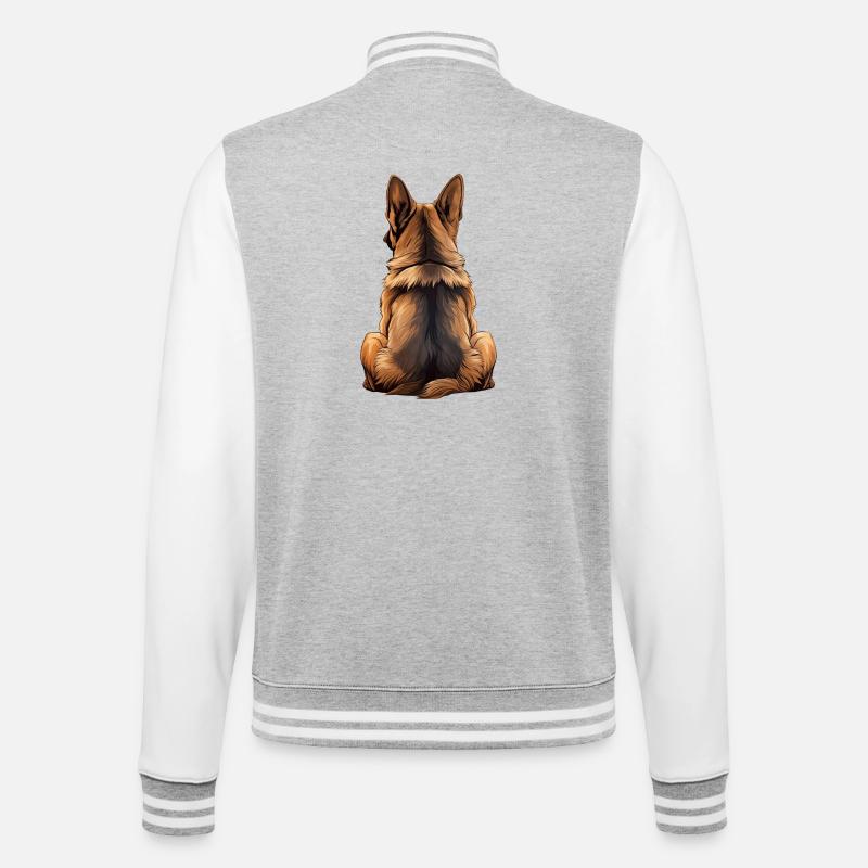 Deutscher Schäferhund - College-Sweatjacke - Grau meliert/Weiß