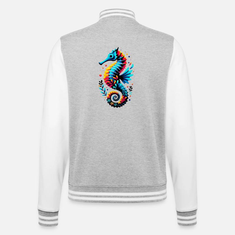 Hippocampe - Veste Teddy - gris chiné / blanc