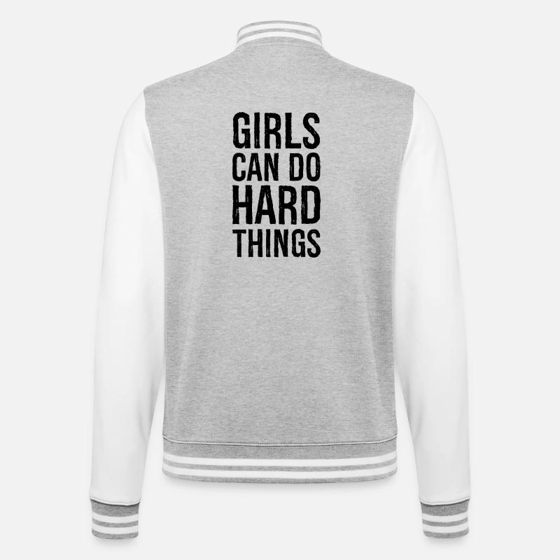 Mädchen können harte Dinge tun - College-Sweatjacke - Grau meliert/Weiß