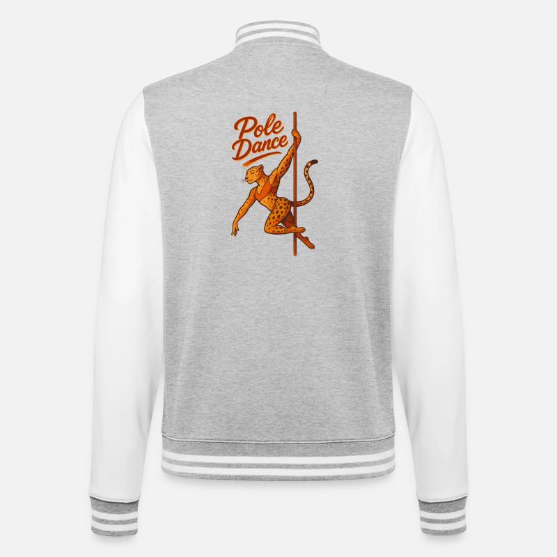 Pole Dance Leopardin Poledancerin Geschenk - College-Sweatjacke - Grau meliert/Weiß
