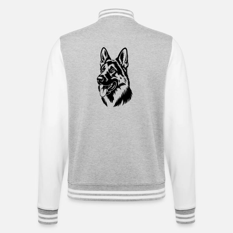 Deutscher Schäferhund Kopf Illustration - College-Sweatjacke - Grau meliert/Weiß