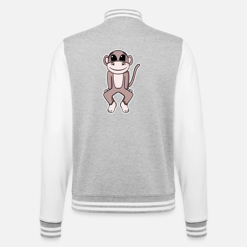Illustration de singe mignon - Veste Teddy - gris chiné / blanc