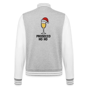 Prosecco Ho Ho – Weihnachtlicher Prosecco Pullover - College-Sweatjacke - Grau meliert/Weiß - Hinten - Marisol (170cm)