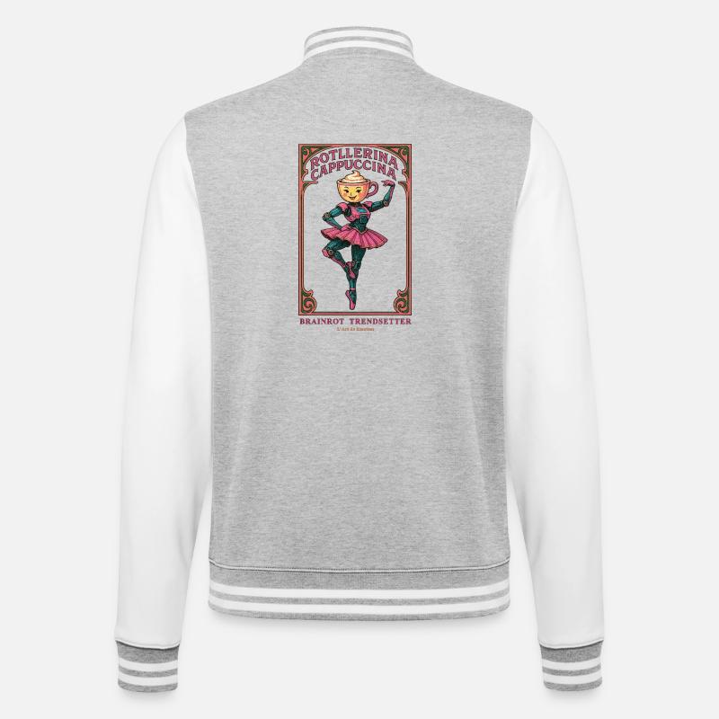 BrainRot Trendsetter| ROTllerina Cappuccina - College-Sweatjacke - Grau meliert/Weiß
