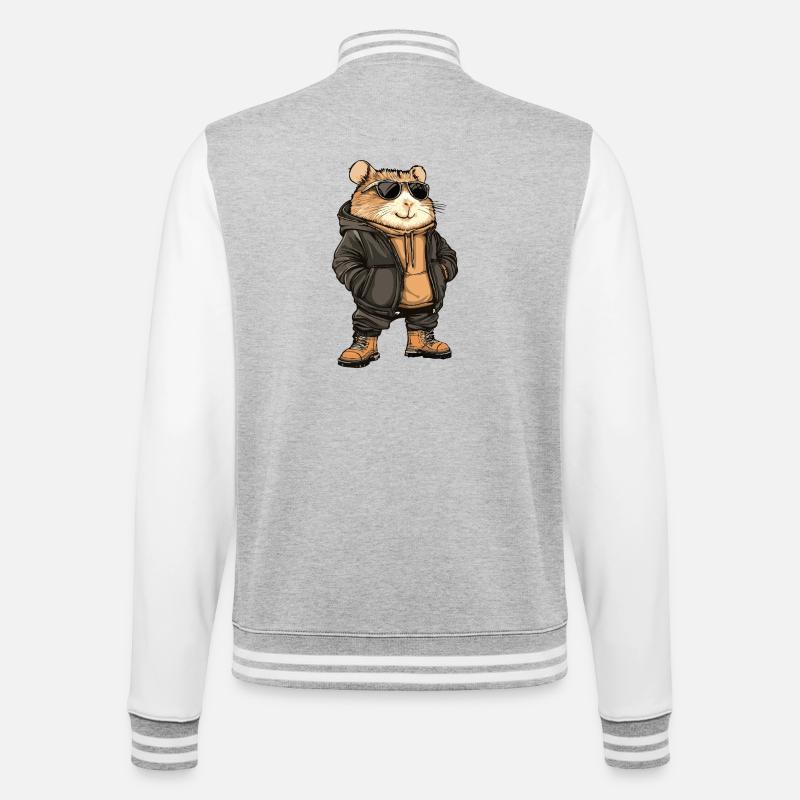 Hamster Cool Winter - College-Sweatjacke - Grau meliert/Weiß