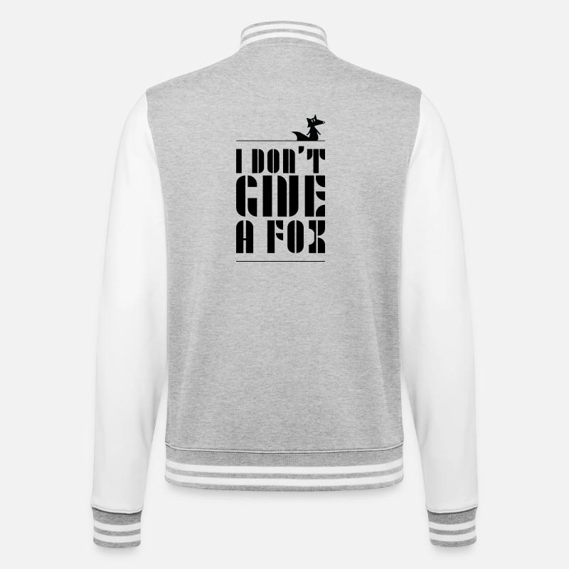 dont_give_a_fox - College Sweat Jacket - heather grey/white