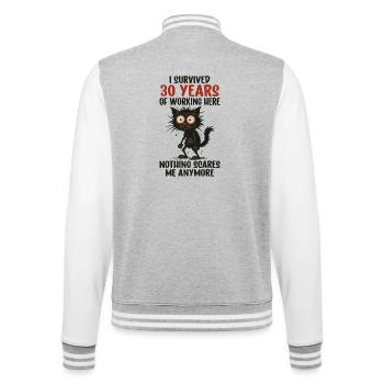 30 Year Company Anniversary Service Anniversary Work - College Sweat Jacket - heather grey/white - Back - Marisol (170cm)