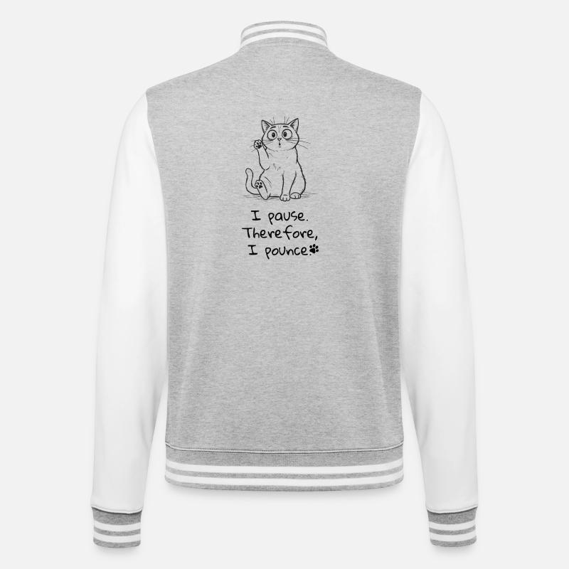 Pause & Pounce – Cat Lover Tee - College-Sweatjacke - Grau meliert/Weiß