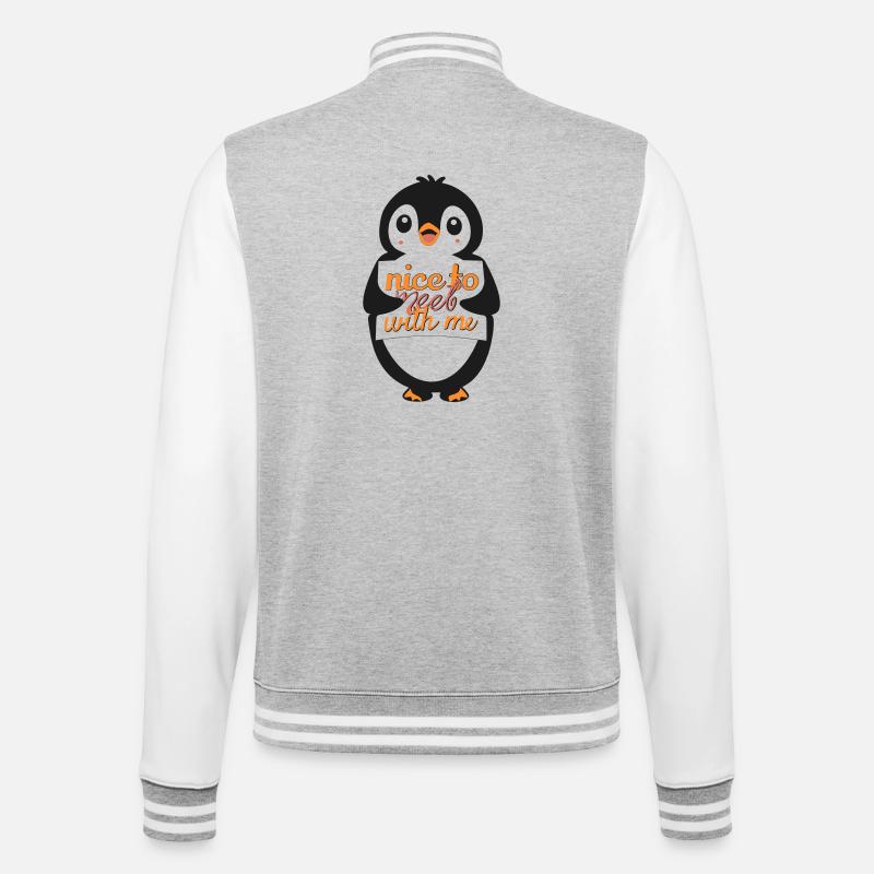 Penguin Banner : Ravi de me rencontrer - Veste Teddy - gris chiné / blanc
