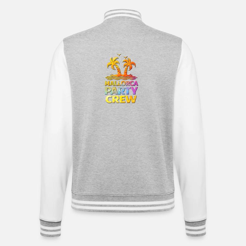 Mallorca Party Crew - College-Sweatjacke - Grau meliert/Weiß