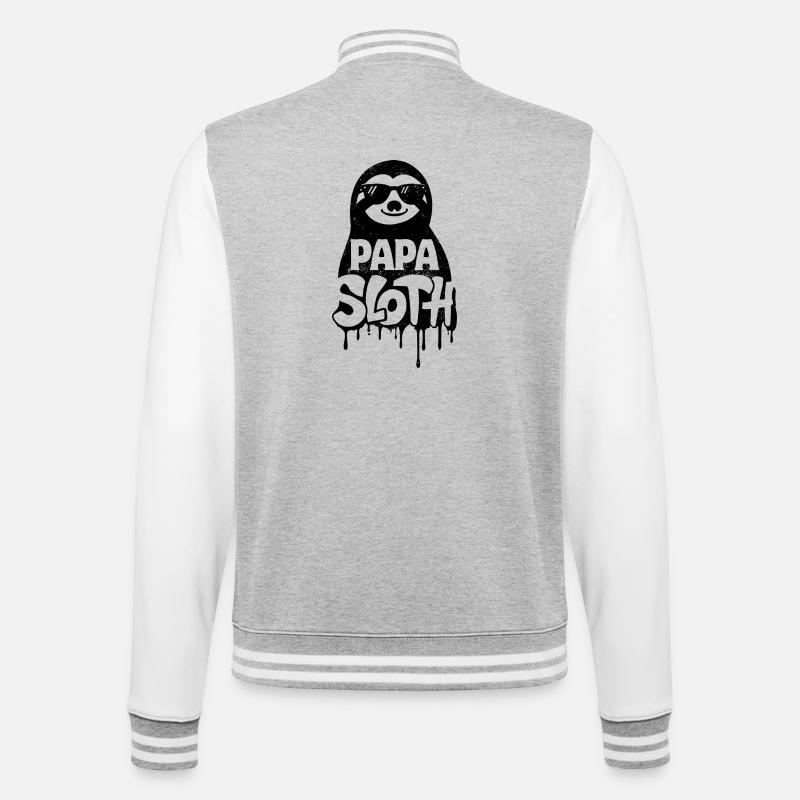 Papa Sloth - Cool Sloth Father's Day - College Sweat Jacket - heather grey/white