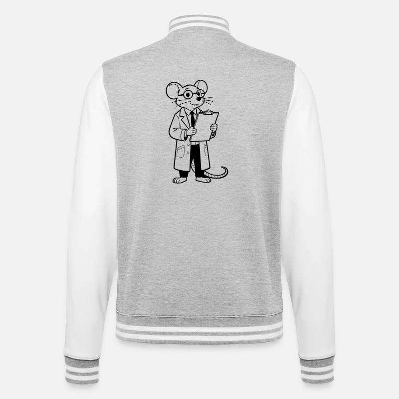 Souris scientifique - Veste Teddy - gris chiné / blanc