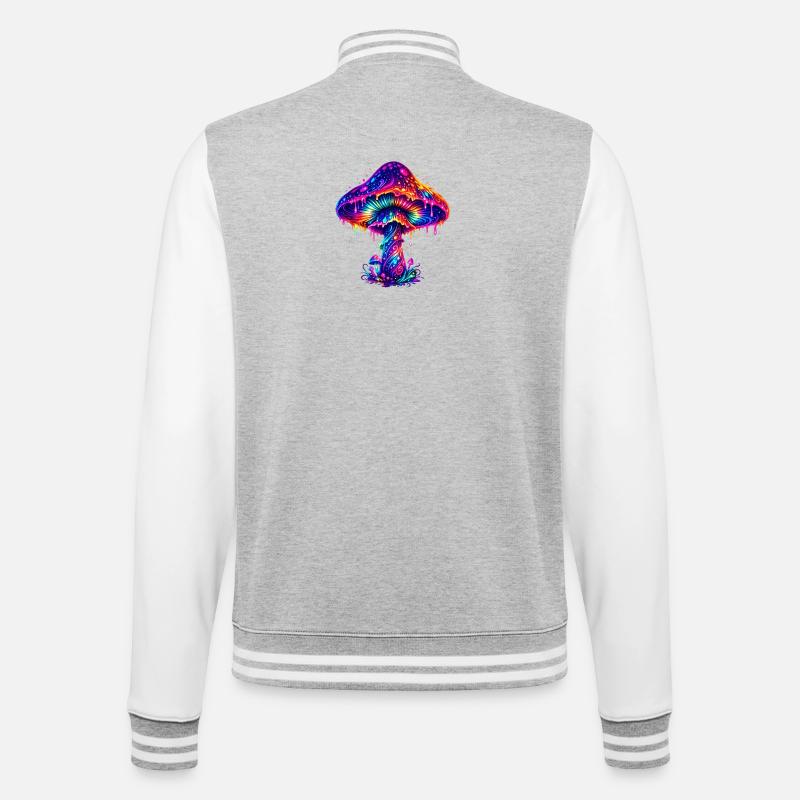 Psychedelic Rainbow Mushroom - College Sweat Jacket - heather grey/white