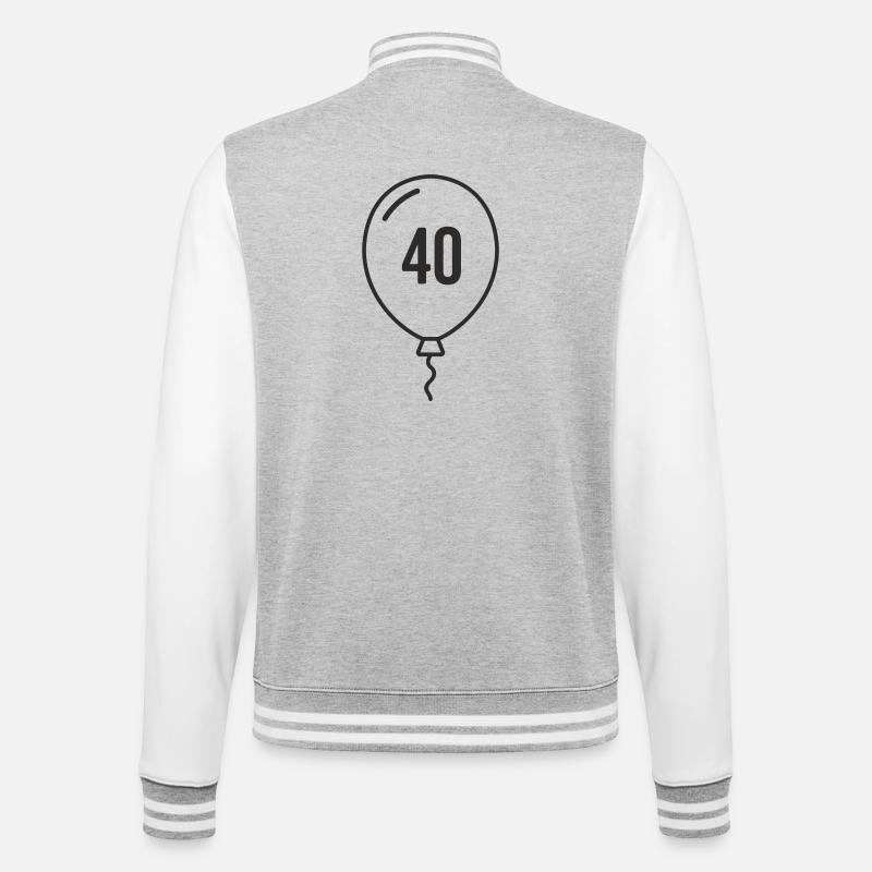 Ballon numéro 40 – Conception ronde d’anniversaire - Veste Teddy - gris chiné / blanc