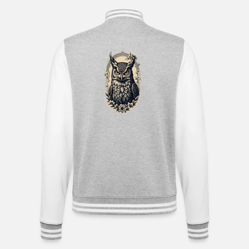 Edle Waldohreule - College-Sweatjacke - Grau meliert/Weiß
