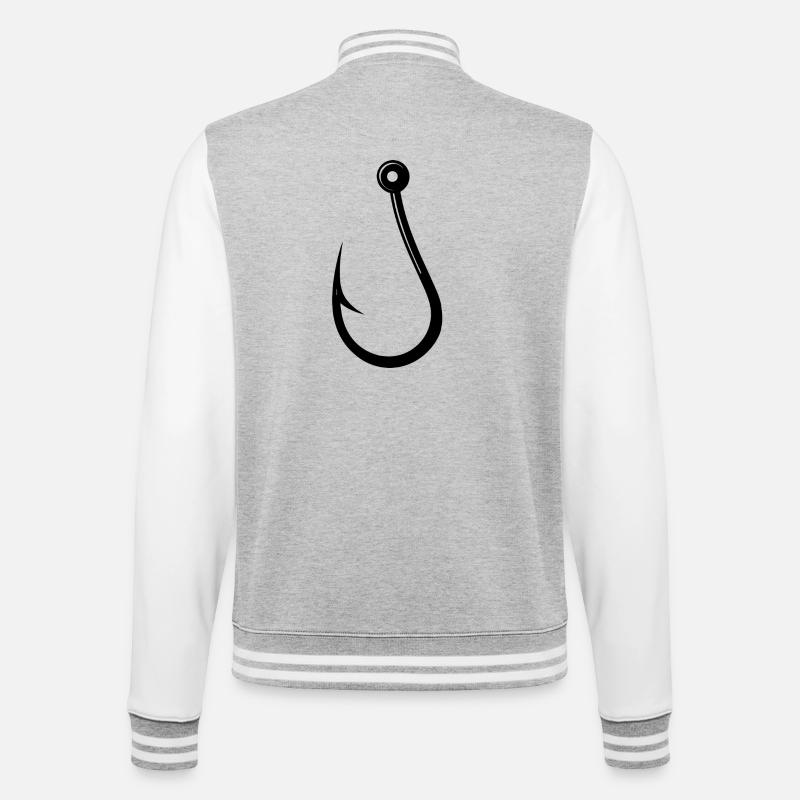 Fish hook - College Sweat Jacket - heather grey/white