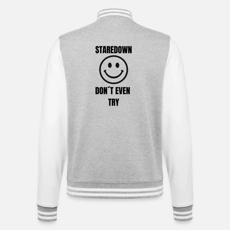 Staredown Smile– Don't Even Try - College-Sweatjacke - Grau meliert/Weiß