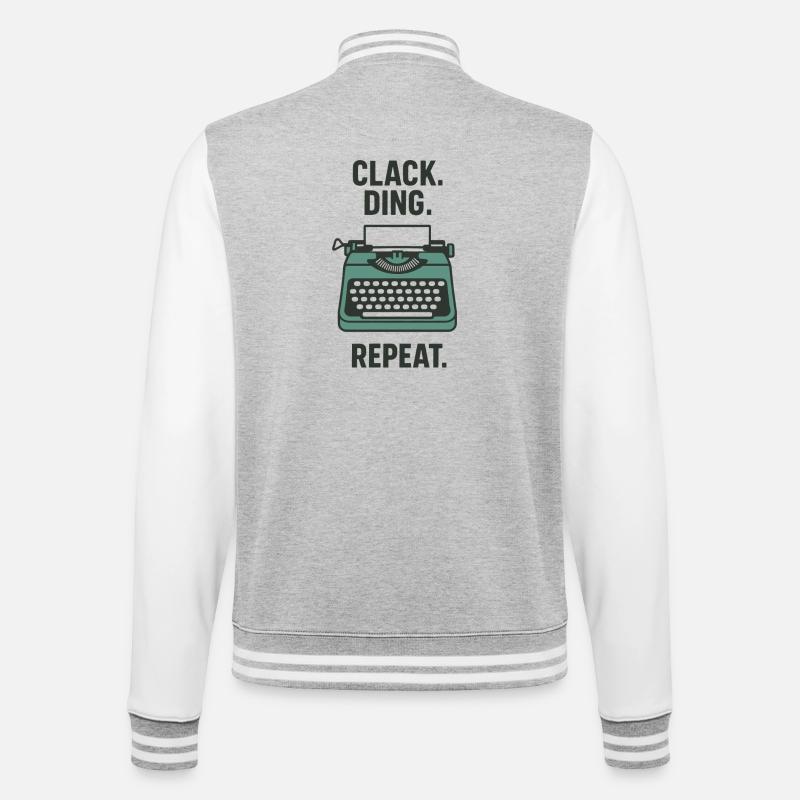 Klack Ding Repeat | Machine à écrire - Veste Teddy - gris chiné / blanc
