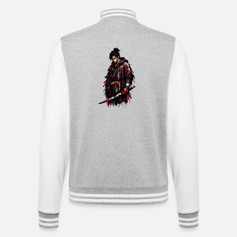 Red Shadow Samurai - College Sweat Jacket - heather grey/white