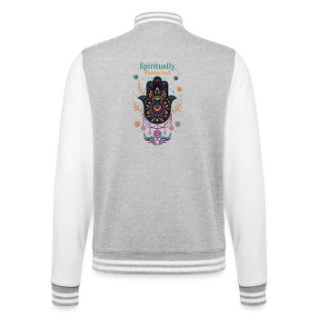Spirituality Spiritually Protected Sacred Geometry - College Sweat Jacket - heather grey/white - Back - Marisol (170cm)