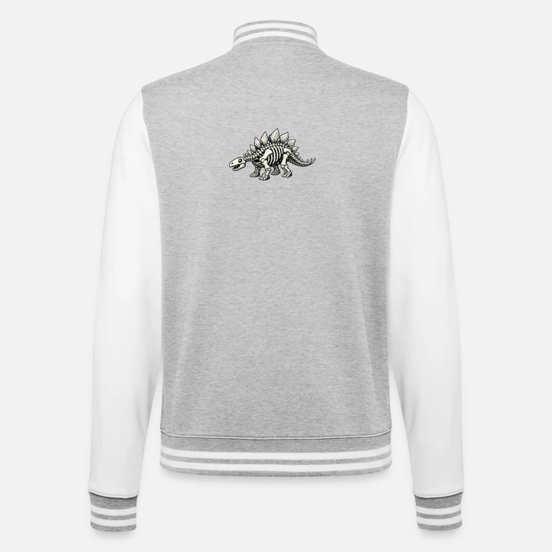 Stegosaurus Skeleton - College Sweat Jacket - heather grey/white