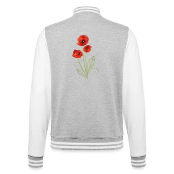 Coquelicots avec des feuilles de filigrane. Été. - Veste Teddy - gris chiné / blanc - Dos - Marisol (170cm)