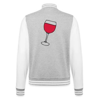Rotwein im Glas - College-Sweatjacke - Grau meliert/Weiß - Hinten - Marisol (170cm)