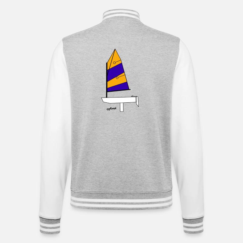 Voilier Optimist Variante 1 - Veste Teddy - gris chiné / blanc
