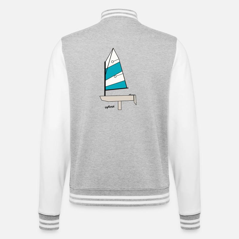 Optimist Voilier Variante 3 - Veste Teddy - gris chiné / blanc