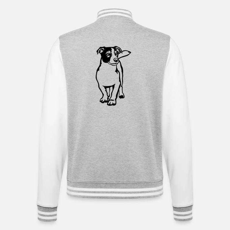 Jack Russell Terrier - College-Sweatjacke - Grau meliert/Weiß