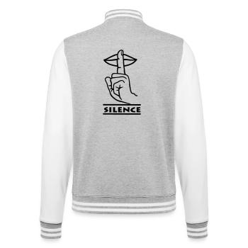 Main avec doigt silence geste de la main 'SILENCE' - Veste Teddy - gris chiné / blanc - Dos - Marisol (170cm)