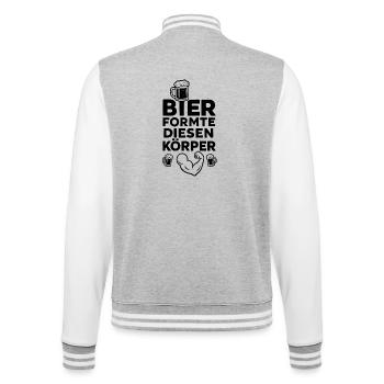 Bier formte diesen Körper - College-Sweatjacke - Grau meliert/Weiß - Hinten - Marisol (170cm)