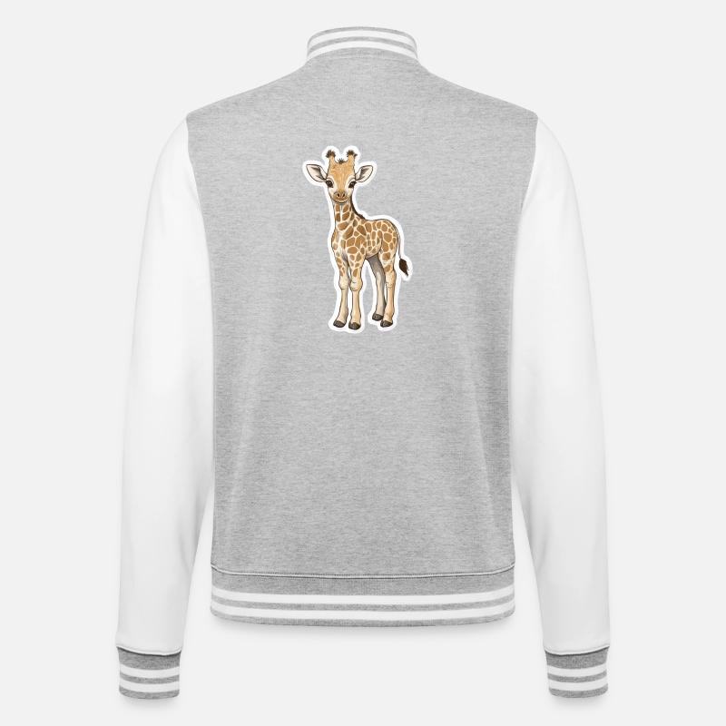Giraffe - College-Sweatjacke - Grau meliert/Weiß